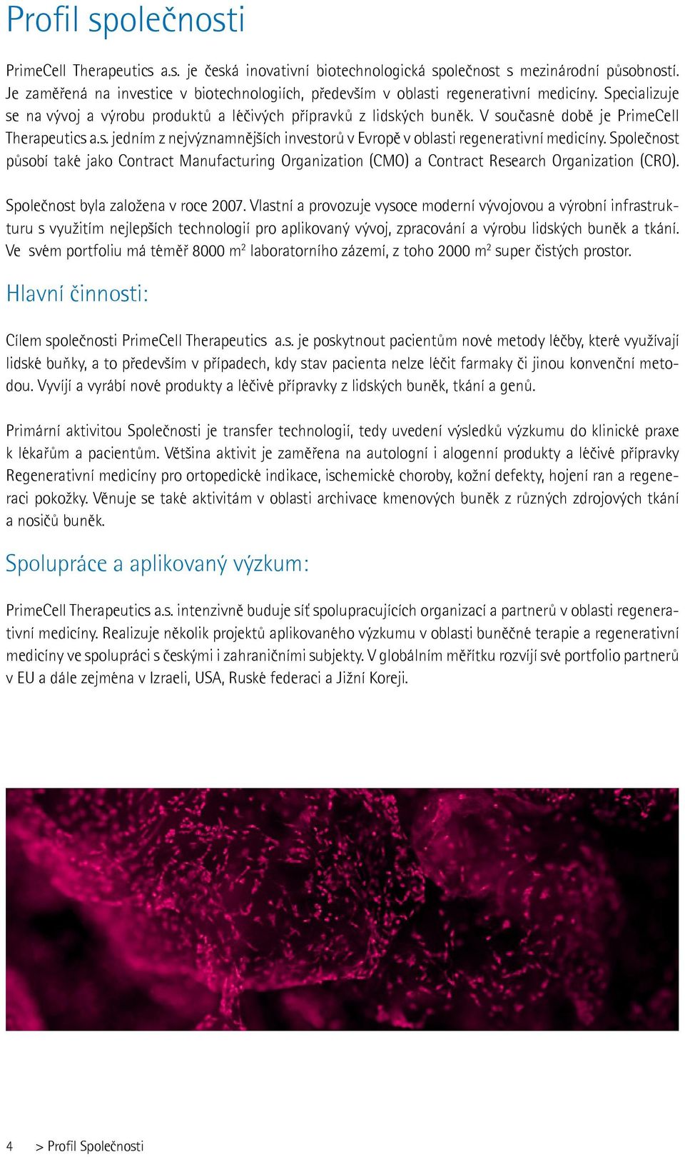 V současné době je PrimeCell Therapeutics a.s. jedním z nejvýznamnějších investorů v Evropě v oblasti regenerativní medicíny.