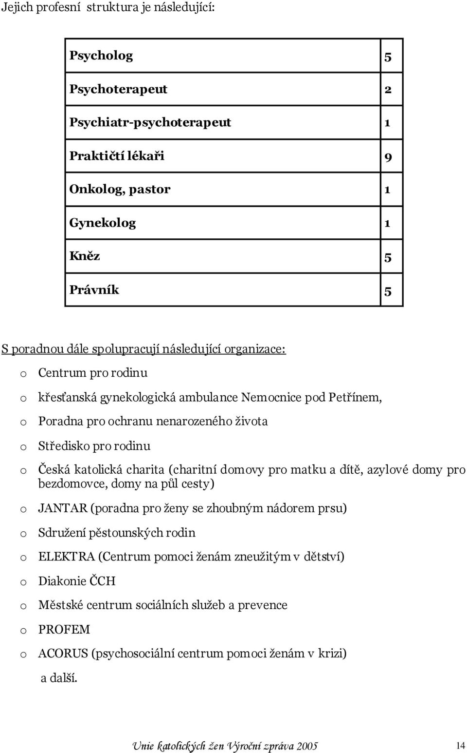 (charitní domovy pro matku a dítě, azylové domy pro bezdomovce, domy na půl cesty) o JANTAR (poradna pro ţeny se zhoubným nádorem prsu) o Sdruţení pěstounských rodin o ELEKTRA (Centrum pomoci