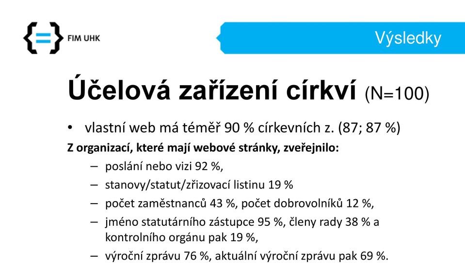 stanovy/statut/zřizovací listinu 19 % počet zaměstnanců 43 %, počet dobrovolníků 12 %, jméno