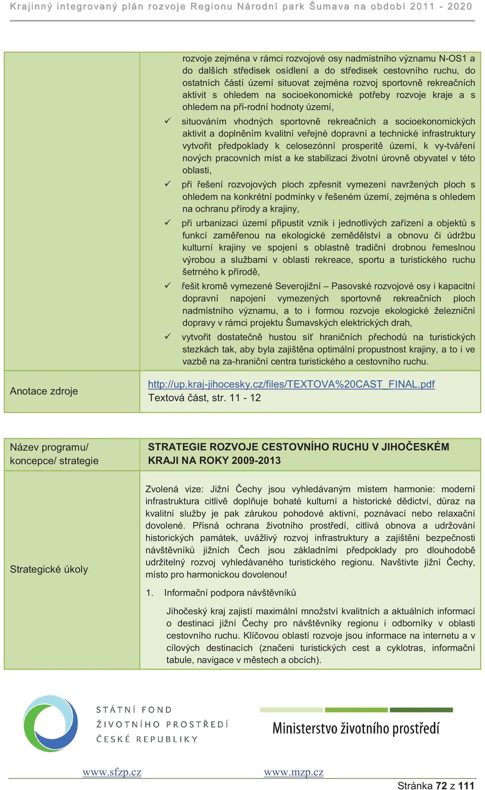 dopravní a technické infrastruktury vytvoit pedpoklady k celosezónní prosperit území, k vy-tváení nových pracovních míst a ke stabilizaci životní úrovn obyvatel v této oblasti, pi ešení rozvojových