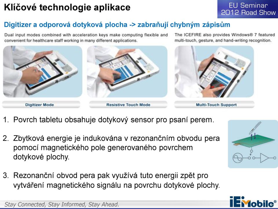 Zbytková energie je indukována v rezonančním obvodu pera pomocí magnetického pole generovaného