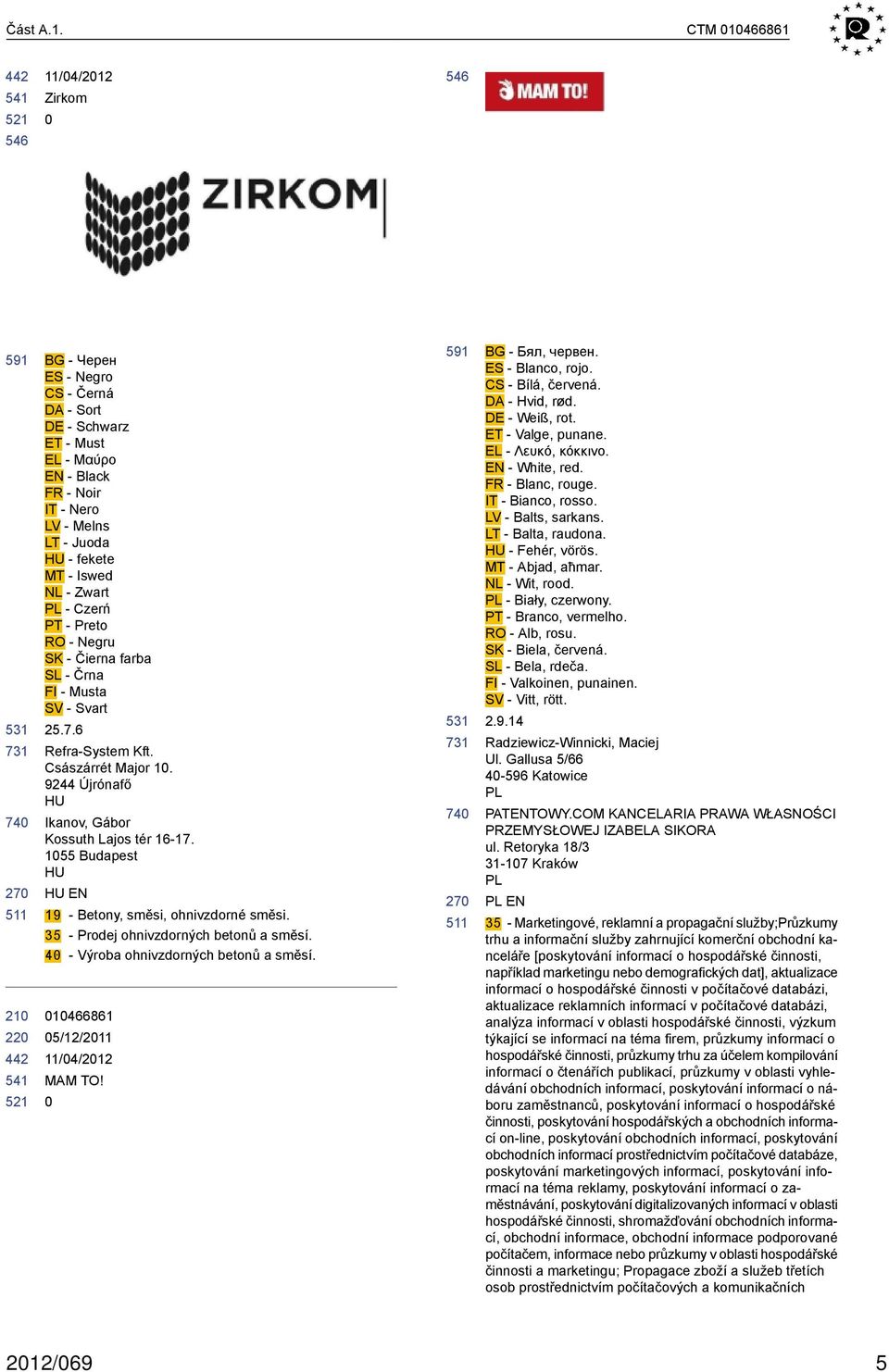 - Czerń PT - Preto RO - Negru SK - Čierna farba SL - Črna FI - Musta SV - Svart 25.7.6 Refra-System Kft. Császárrét Major 1. 9244 Újrónafő HU Ikanov, Gábor Kossuth Lajos tér 16-17.