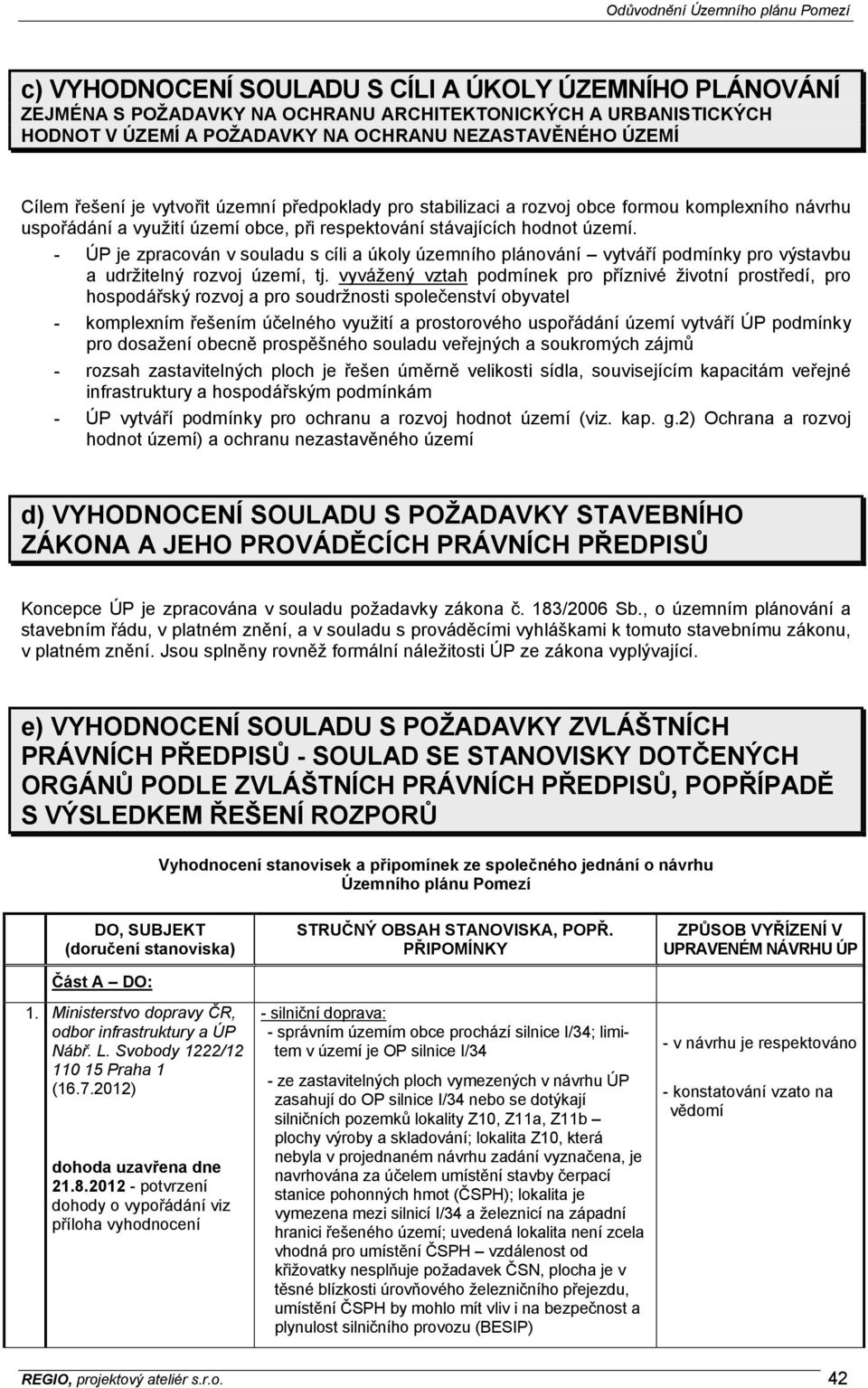 - ÚP je zpracován v souladu s cíli a úkoly územního plánování vytváří podmínky pro výstavbu a udržitelný rozvoj území, tj.