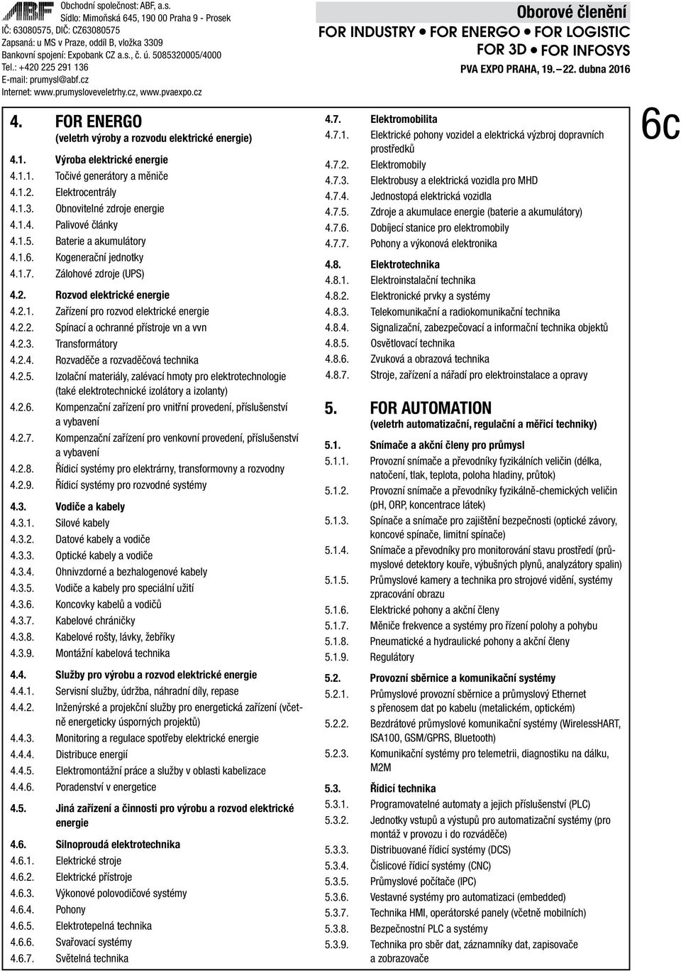 2.3. Transformátory 4.2.4. Rozvaděče a rozvaděčová technika 4.2.5. Izolační materiály, zalévací hmoty pro elektrotechnologie (také elektrotechnické izolátory a izolanty) 4.2.6.