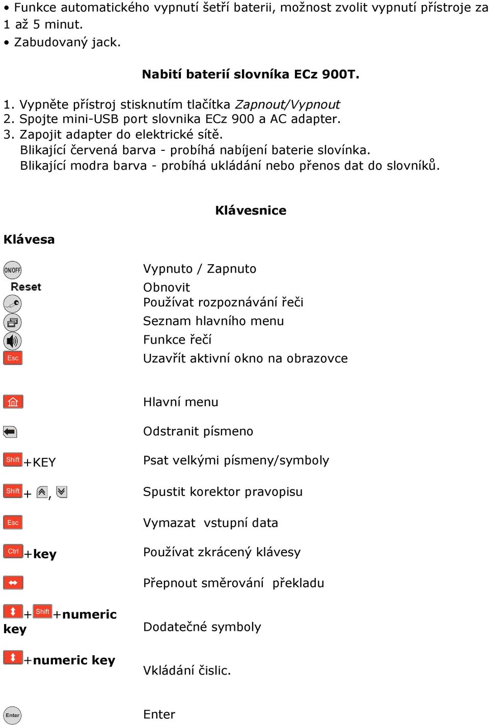 Blikající modra barva - probíhá ukládání nebo přenos dat do slovníků.