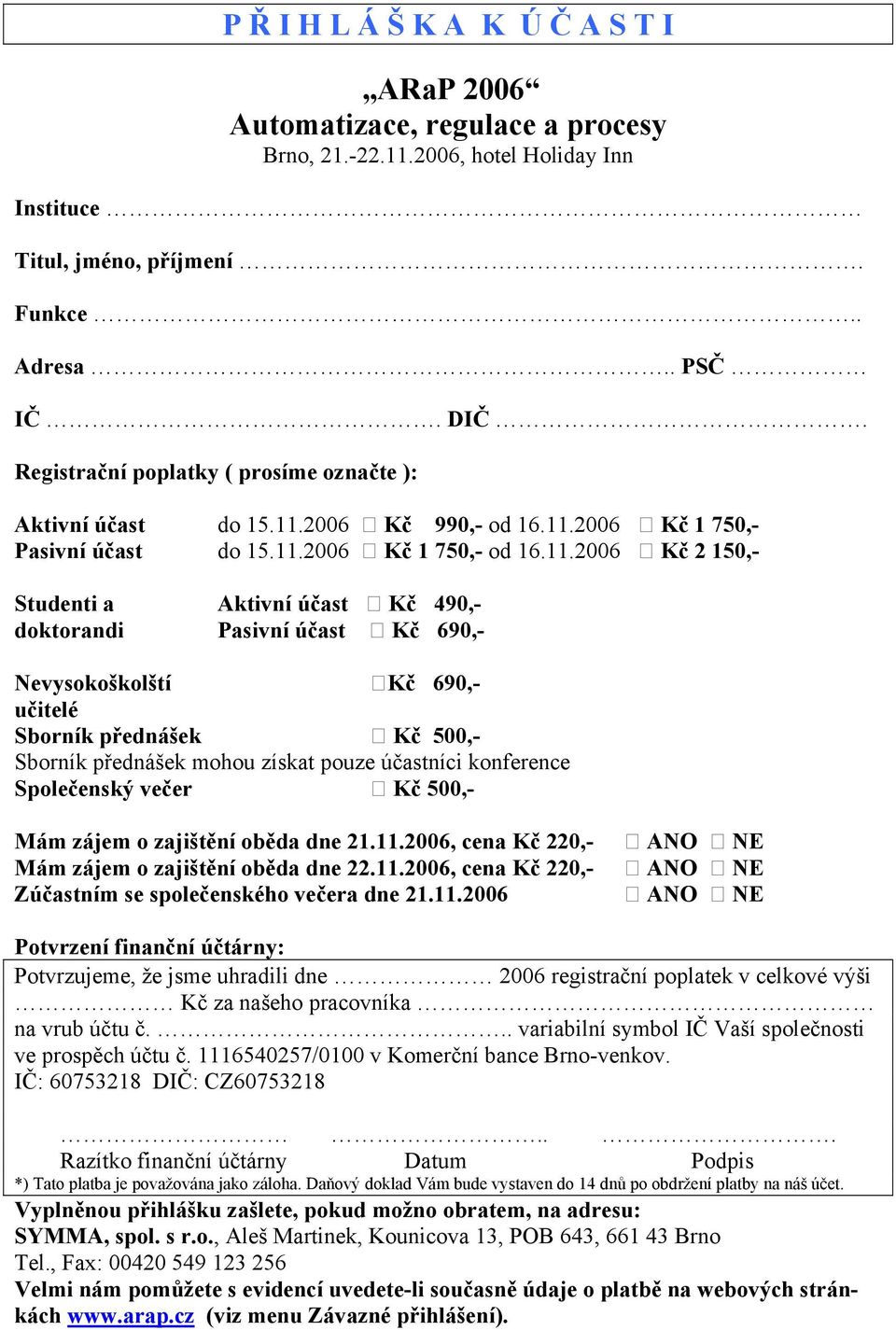 2006 Kč 990,- od 16.11.