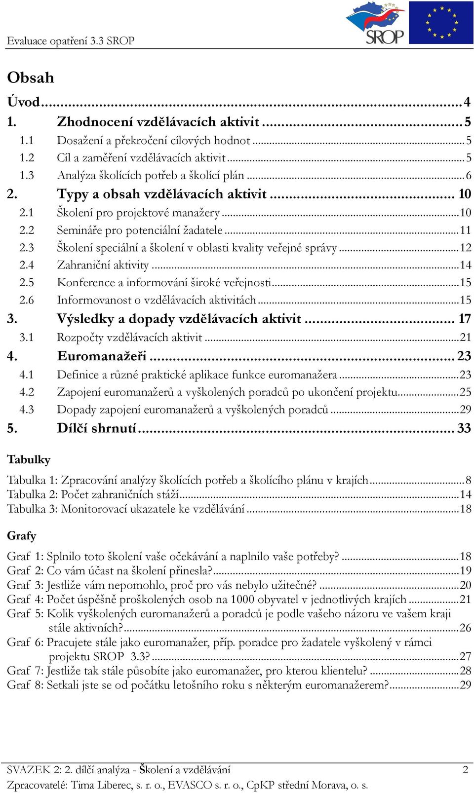 4 Zahraniční aktivity...14 2.5 Konference a informování široké veřejnosti...15 2.6 Informovanost o vzdělávacích aktivitách...15 3. Výsledky a dopady vzdělávacích aktivit... 17 3.