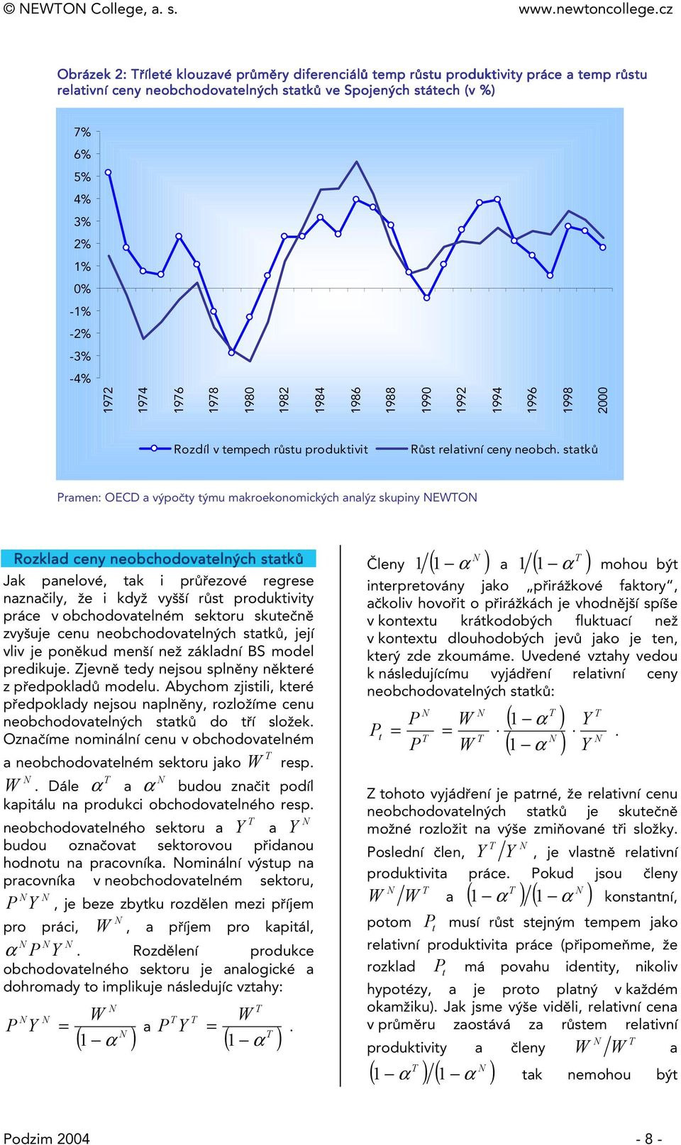 saků Pramen: OECD a výpočy ýmu makroekonomických analýz skupiny NEWTON Rozklad ceny neobchodovaelných saků Jak panelové, ak i průřezové regrese naznačily, že i když vyšší růs produkiviy práce v