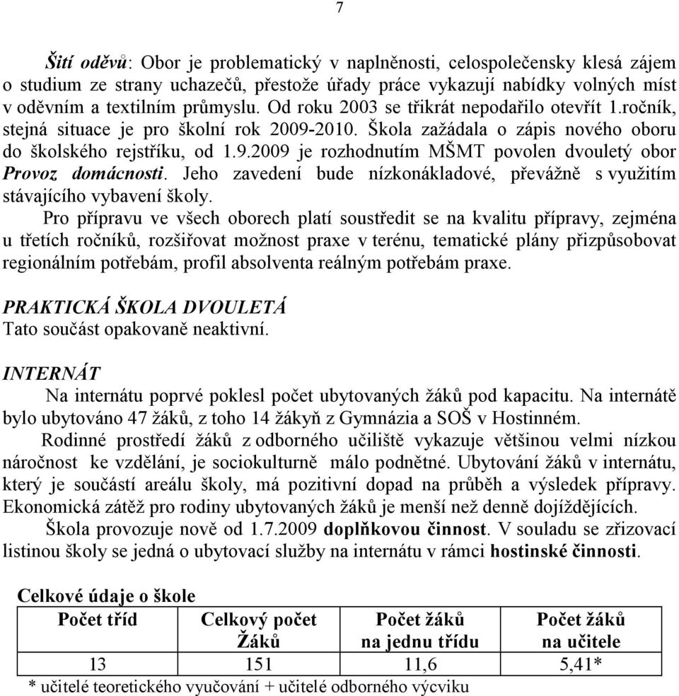 Jeho zavedení bude nízkonákladové, převážně s využitím stávajícího vybavení školy.