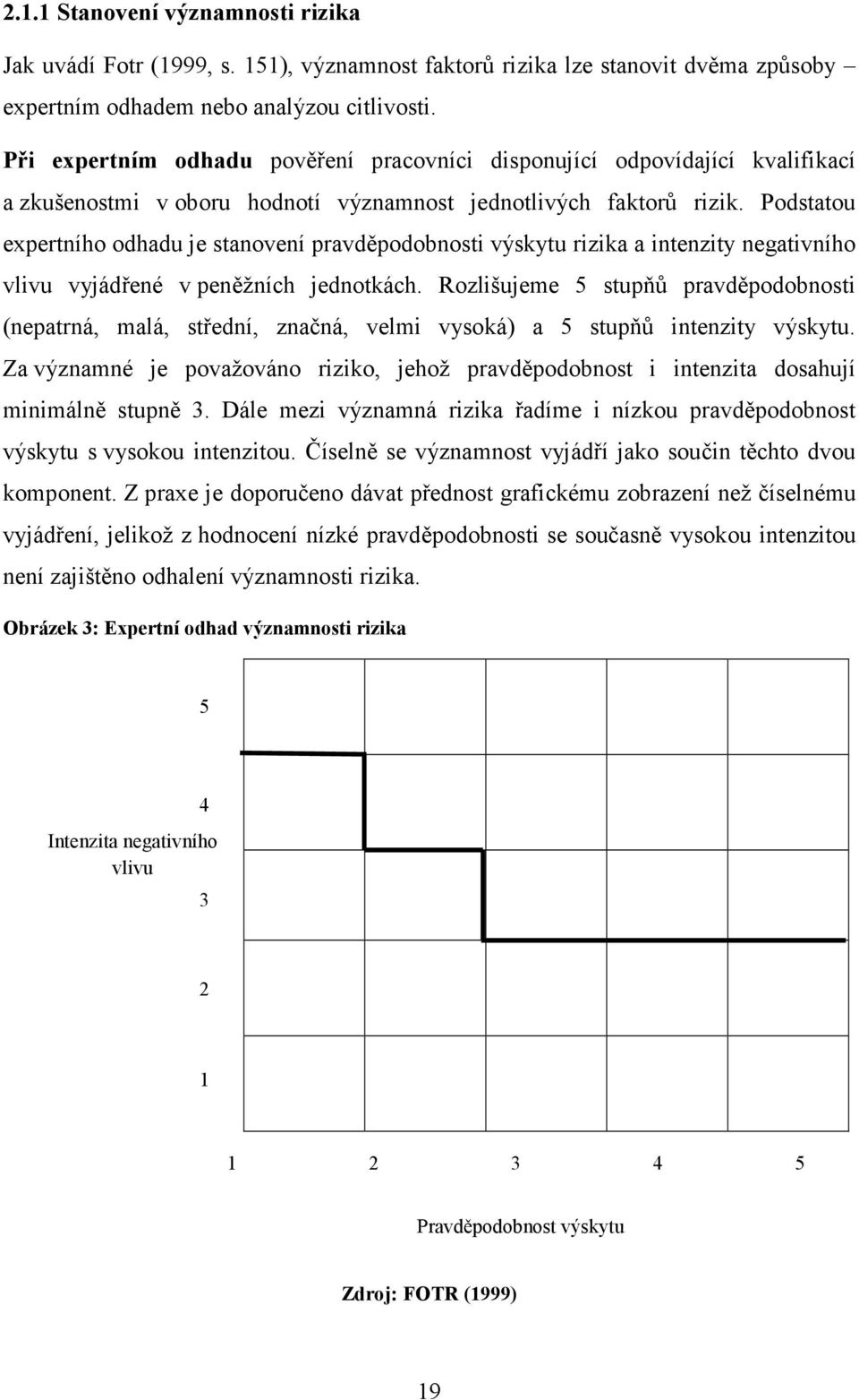 Podstatou expertního odhadu je stanovení pravděpodobnosti výskytu rizika a intenzity negativního vlivu vyjádřené v peněžních jednotkách.