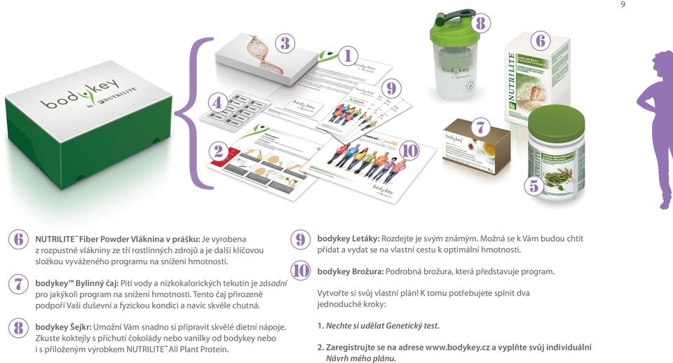 bodykey Šejkr: Umožní Vám snadno si připravit skvělé dietní nápoje. Zkuste koktejly s příchutí čokolády nebo vanilky od bodykey nebo i s přiloženým výrobkem NUTRILITE All Plant Protein.