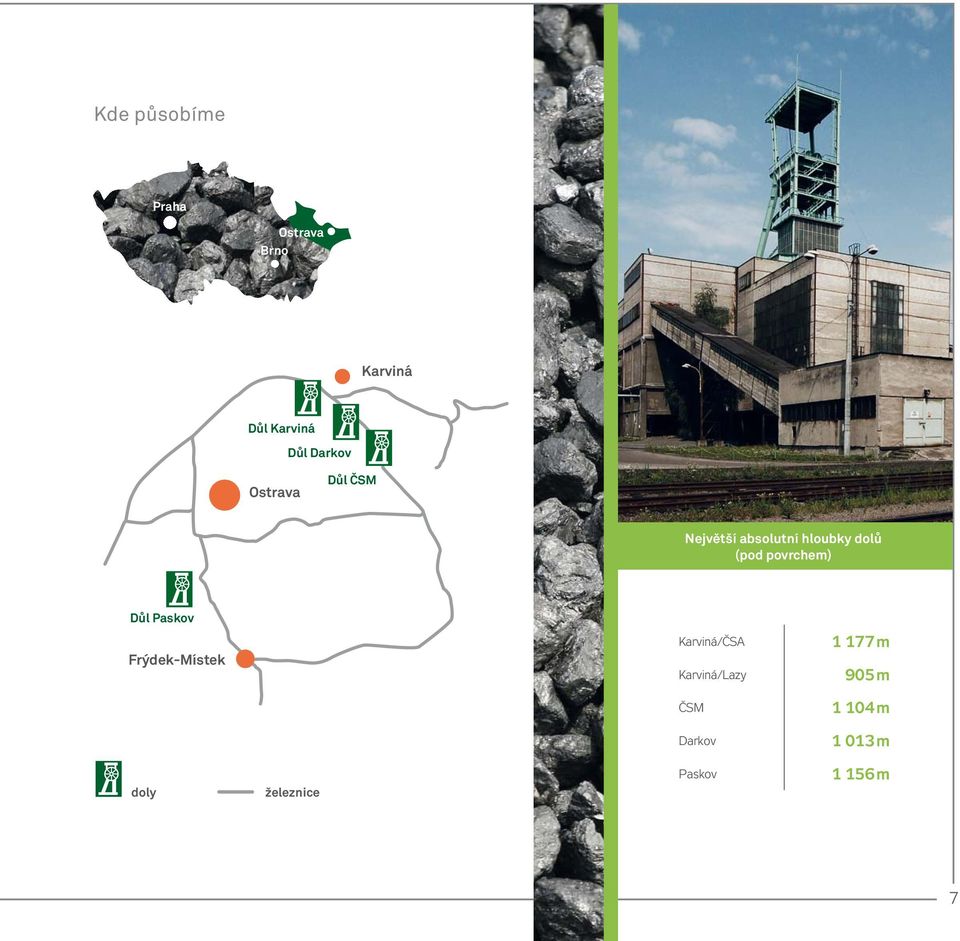 povrchem) Důl Paskov Frýdek-Místek Karviná/ČSA Karviná/Lazy 1