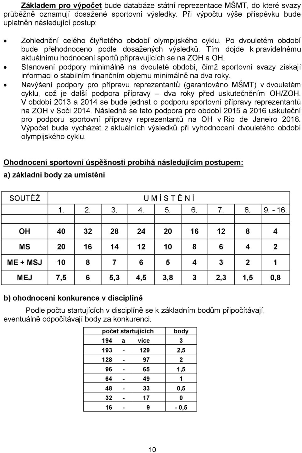 Tím dojde k pravidelnému aktuálnímu hodnocení sportů připravujících se na ZOH a OH.