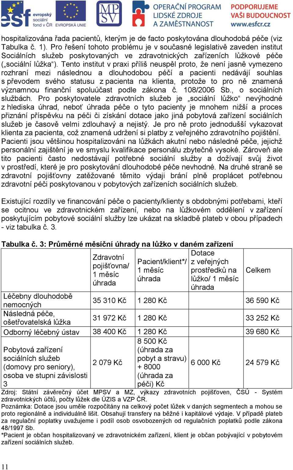 Tento institut v praxi příliš neuspěl proto, že není jasně vymezeno rozhraní mezi následnou a dlouhodobou péčí a pacienti nedávájí souhlas s převodem svého statusu z pacienta na klienta, protože to