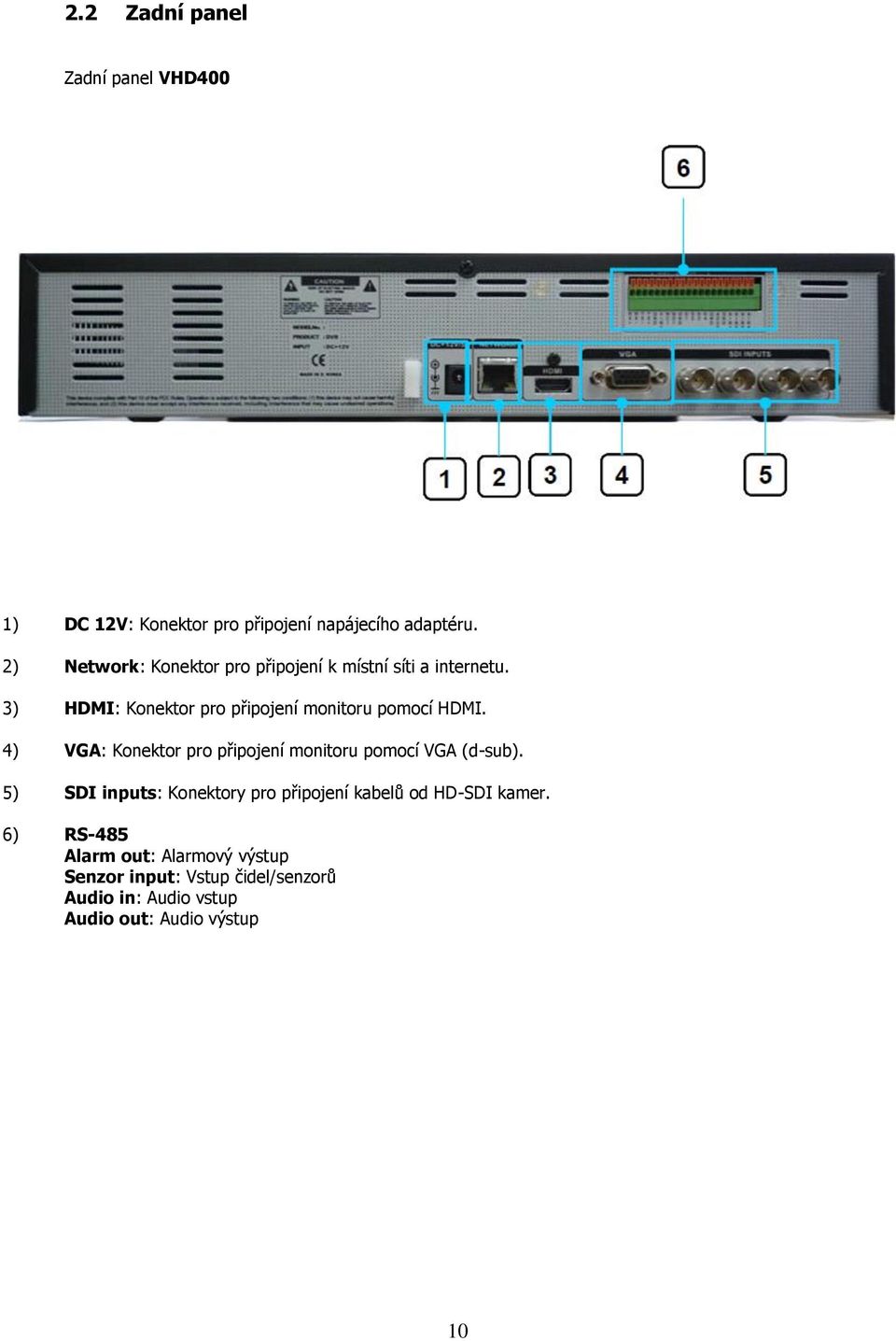 3) HDMI: Konektor pro připojení monitoru pomocí HDMI.