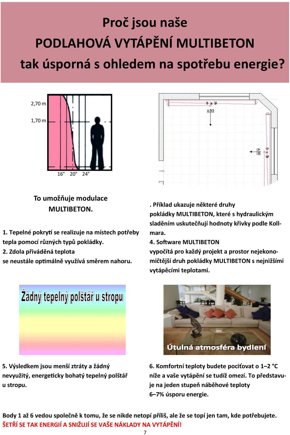 Software MULTIBETON vypočítá pro každý projekt a prostor nejekonomičtější druh pokládky MULTIBETON s nejnižšími vytápěcími teplotami. 5.