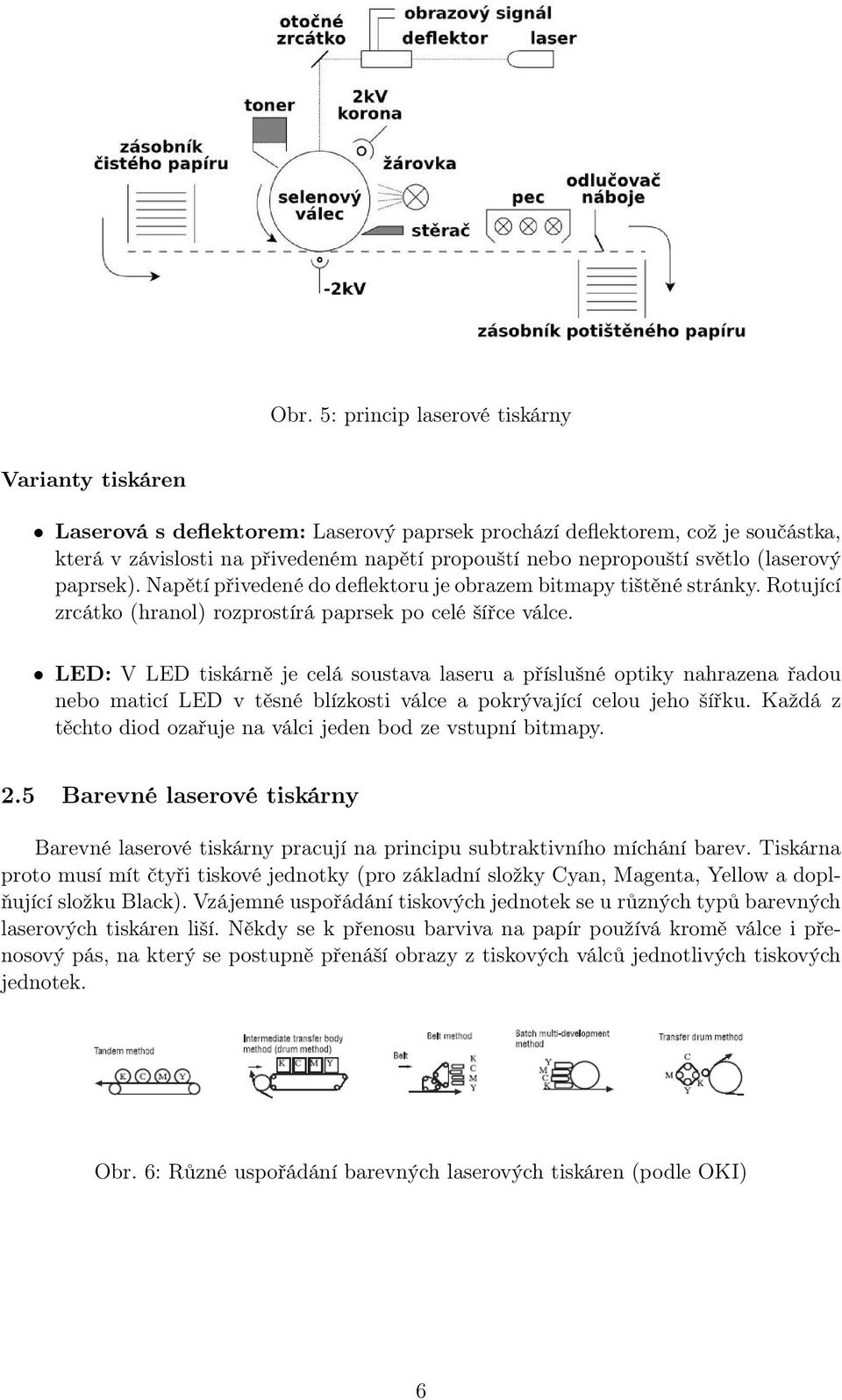 LED: V LED tiskárně je celá soustava laseru a příslušné optiky nahrazena řadou nebo maticí LED v těsné blízkosti válce a pokrývající celou jeho šířku.