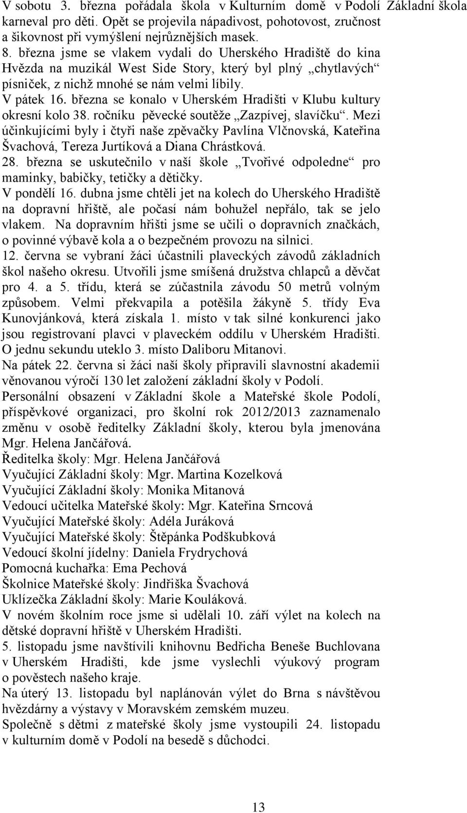 března se konalo v Uherském Hradišti v Klubu kultury okresní kolo 38. ročníku pěvecké soutěže Zazpívej, slavíčku.