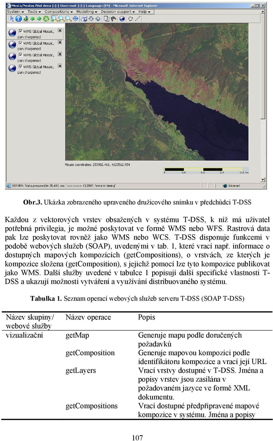 nebo WFS. Rastrová data pak lze poskytovat rovněž jako WMS nebo WCS. T-DSS disponuje funkcemi v podobě webových služeb (SOAP), uvedenými v tab. 1, které vrací např.