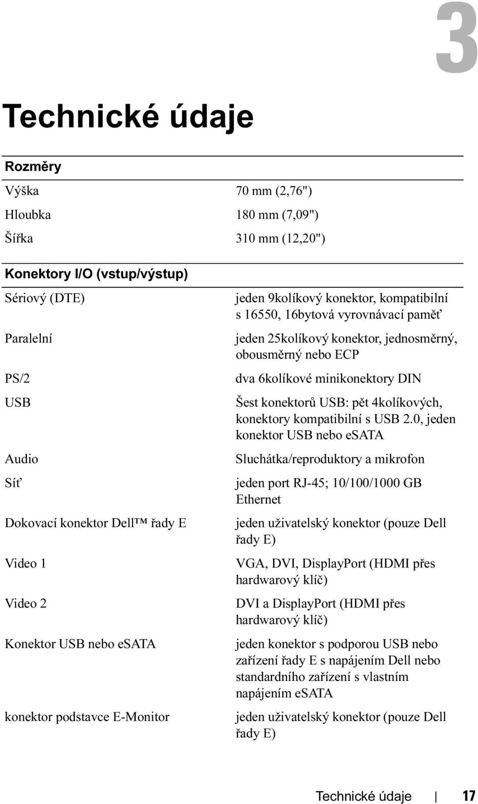 6kolíkové minikonektory DIN Šest konektorů USB: pět 4kolíkových, konektory kompatibilní s USB 2.