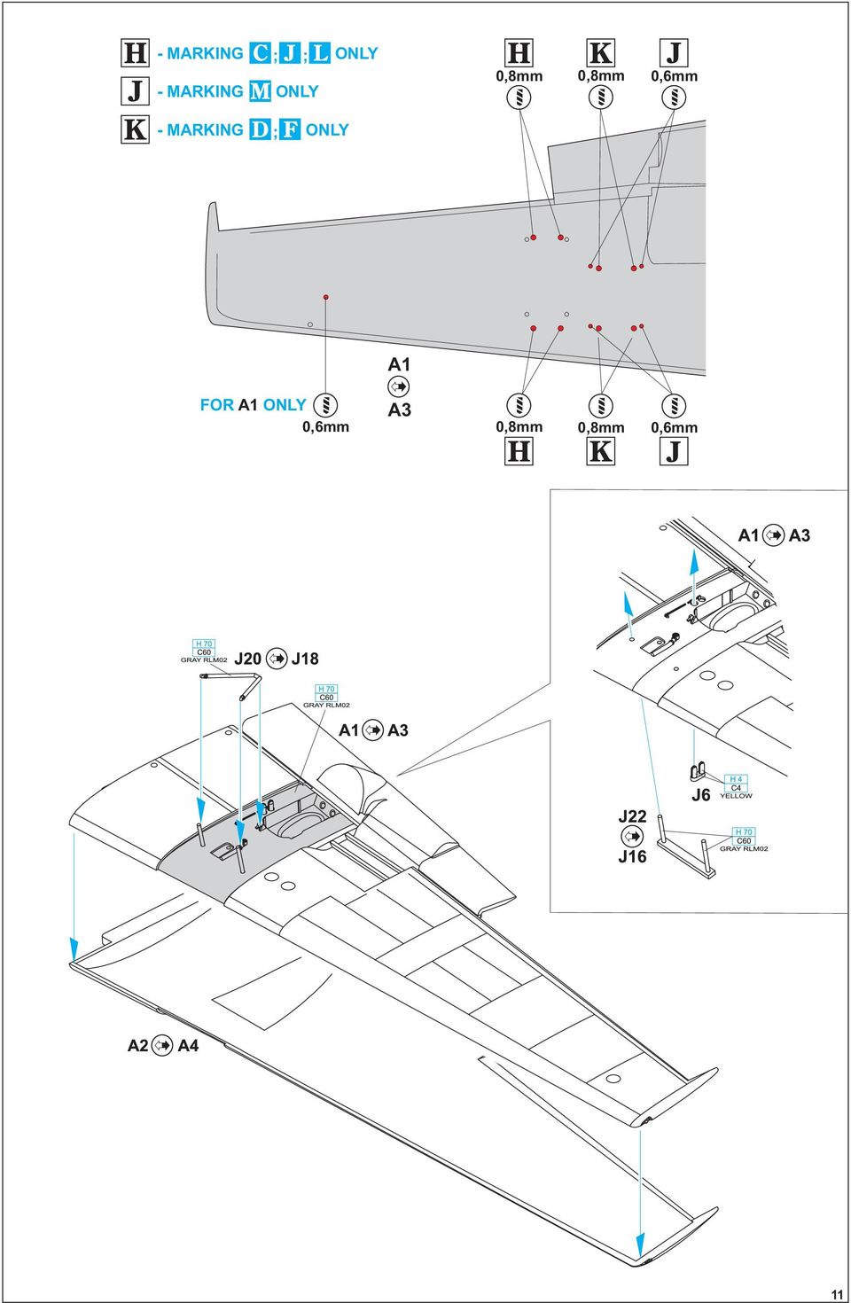 J 0,8mm 0,8mm 0,6mm FOR A1 OLY