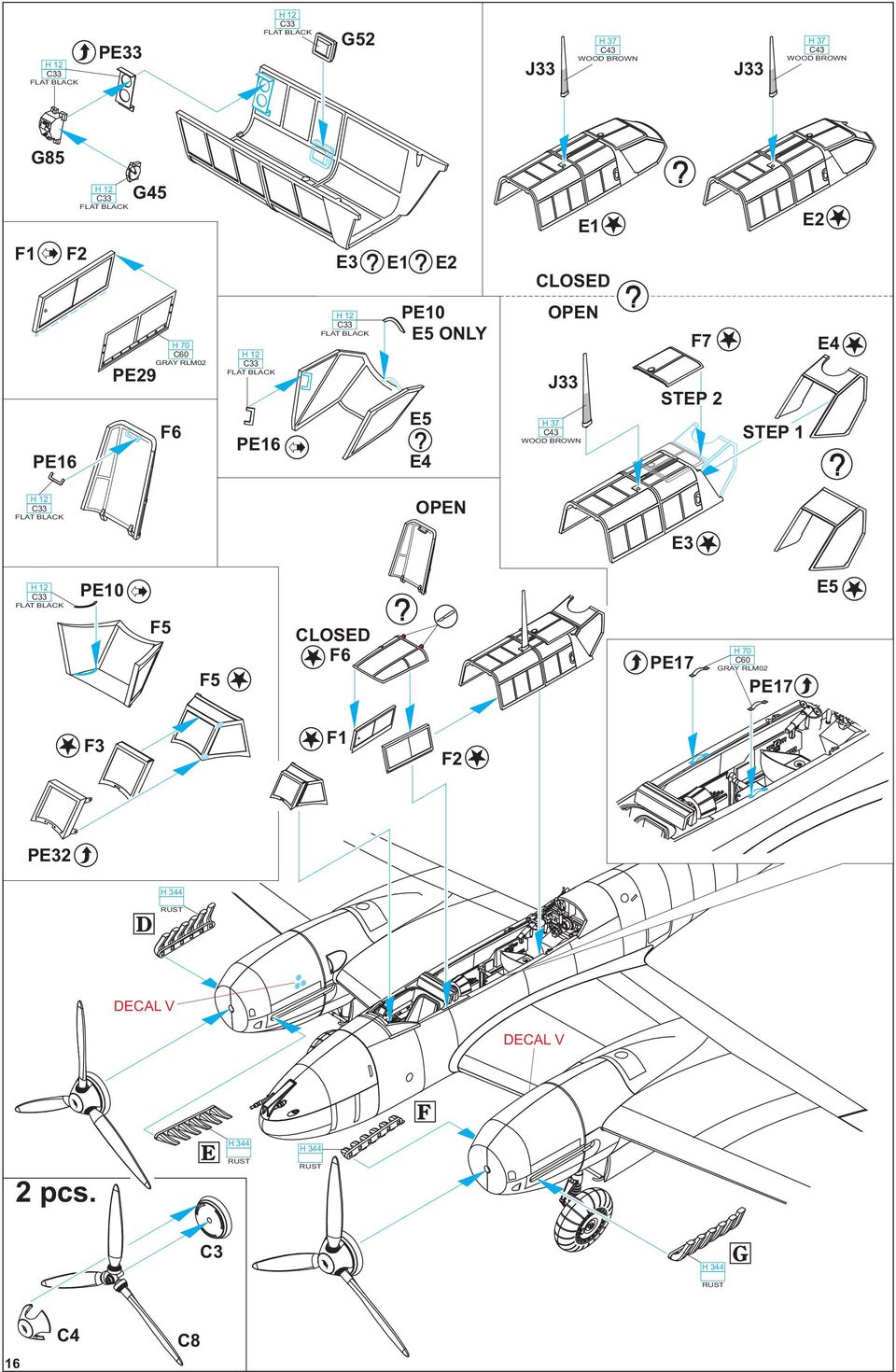 BROW F7 STEP 2 STEP 1 E OPE E3 PE10 E5 F5 F5 CLOSED F6 PE PE F3 F1 F2