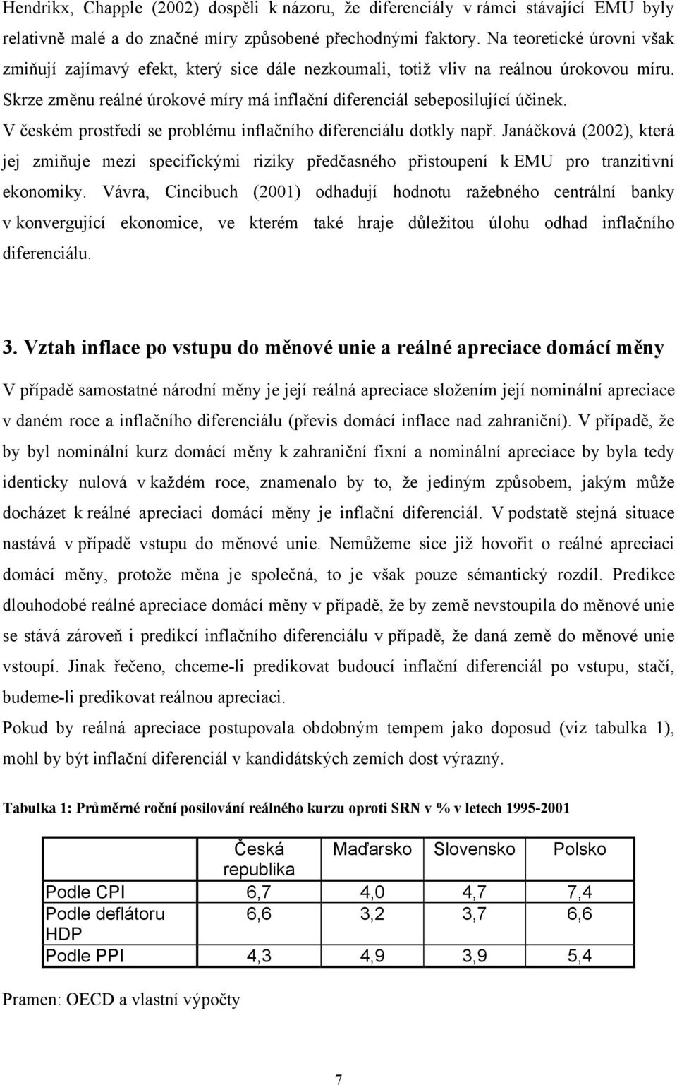 V českém prosředí se problému inflačního diferenciálu dokly např. Janáčková (22), kerá jej zmiňuje mezi specifickými riziky předčasného přisoupení k EMU pro ranziivní ekonomiky.