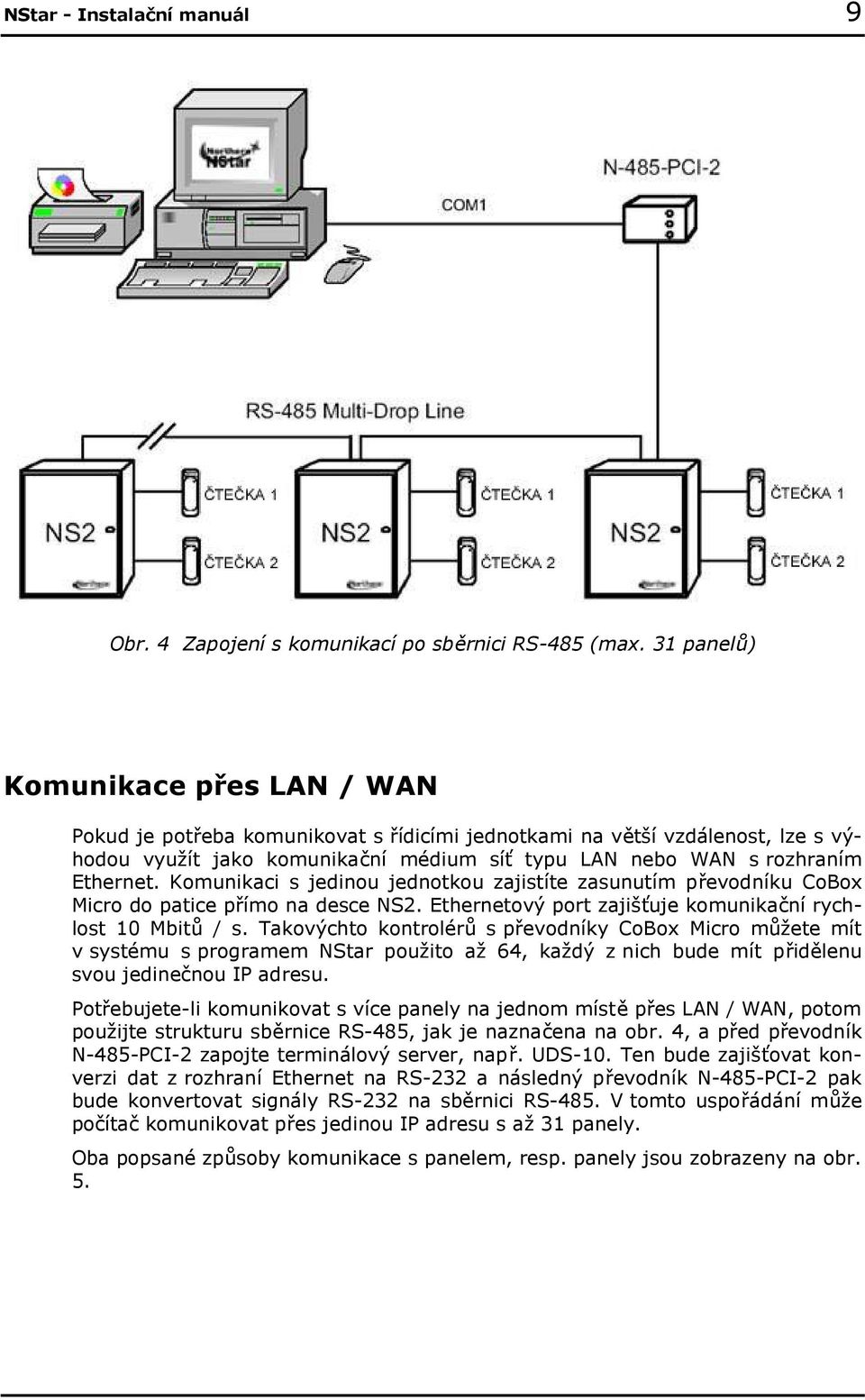 Komunikaci s jedinou jednotkou zajistíte zasunutím převodníku CoBox Micro do patice přímo na desce NS2. Ethernetový port zajišťuje komunikační rychlost 10 Mbitů / s.