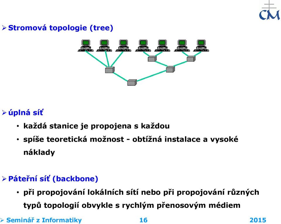 (backbone) při propojování lokálních sítí nebo při propojování různých