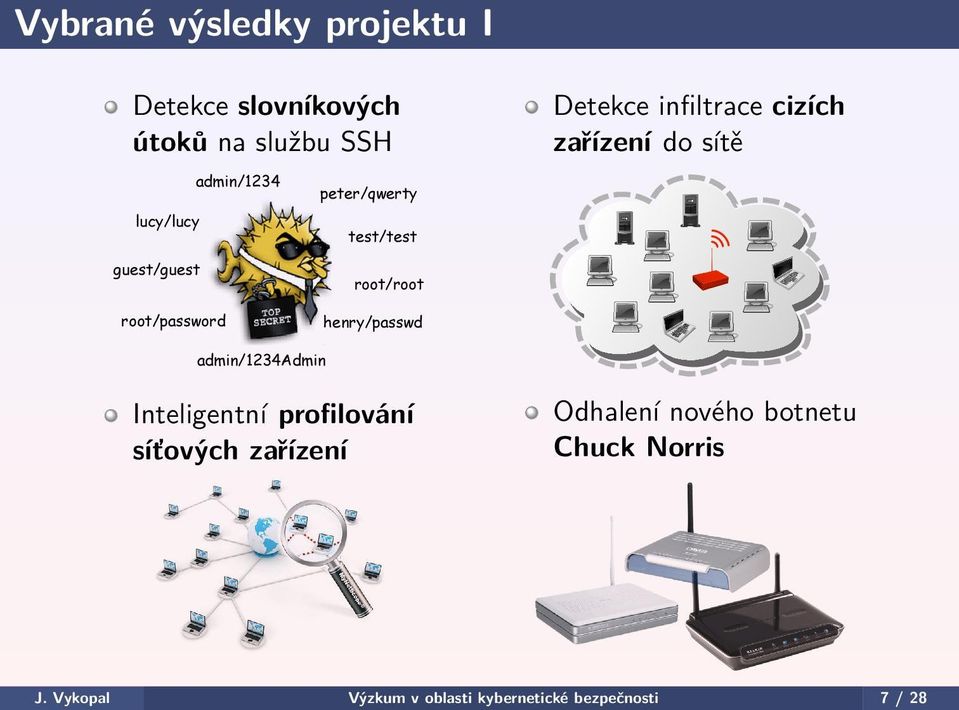 sítě Server root/root henry/passwd admin/1234admin Inteligentní profilování síťových zařízení