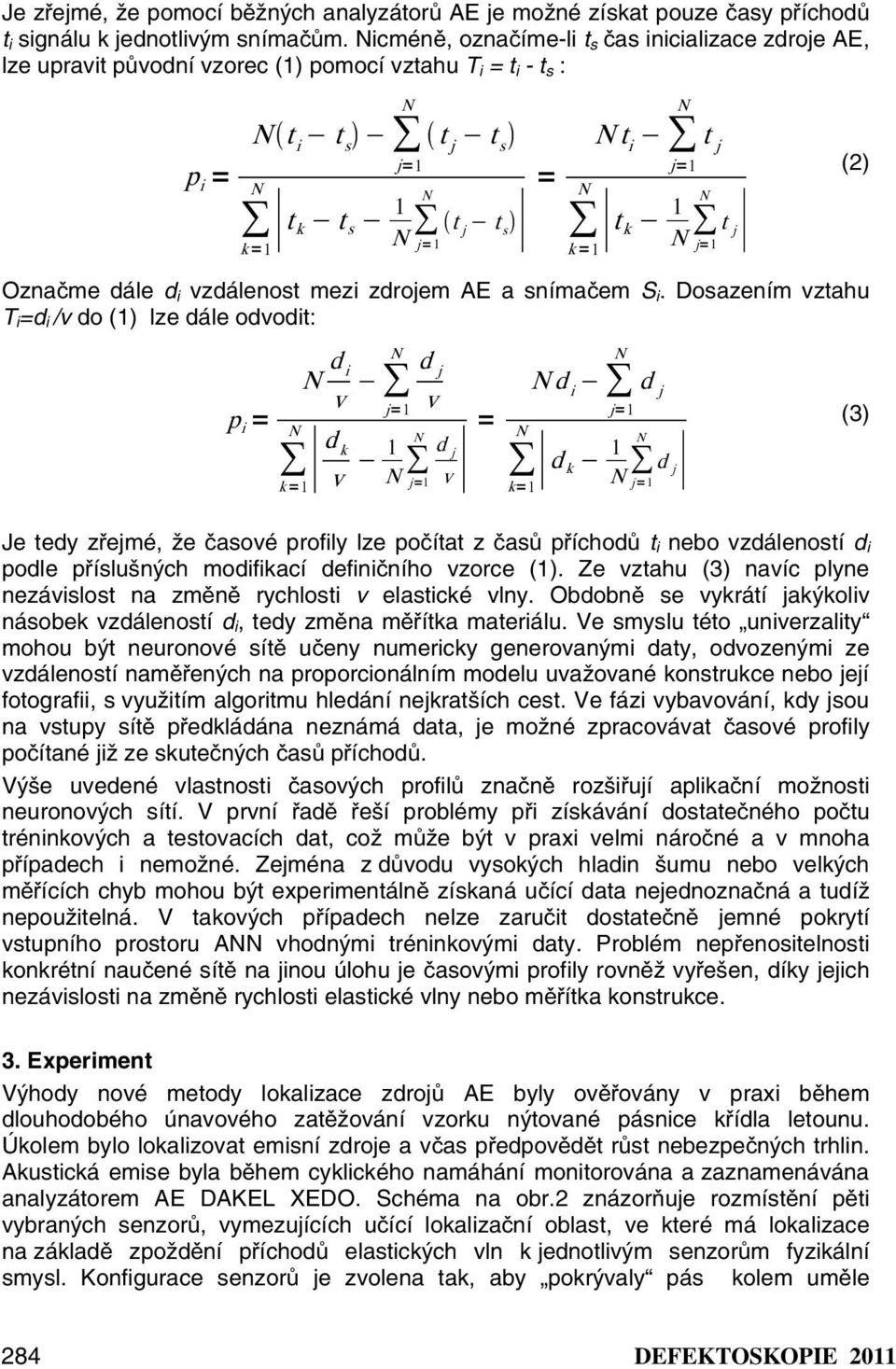 vzdálenost mezi zdrojem AE a snímačem S i.