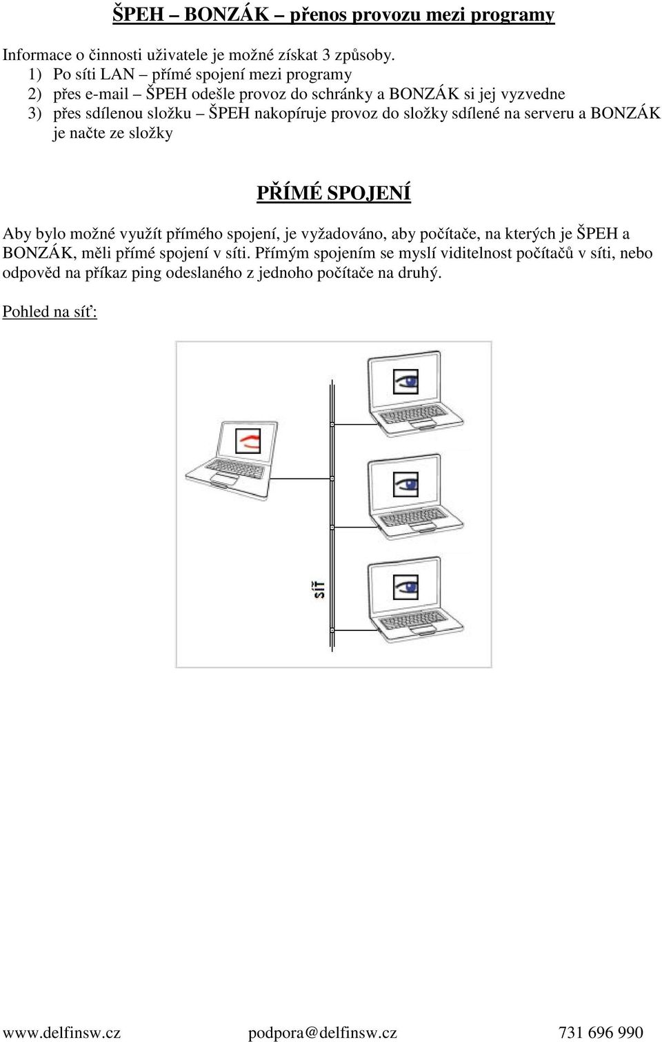 nakopíruje provoz do složky sdílené na serveru a BONZÁK je načte ze složky PŘÍMÉ SPOJENÍ Aby bylo možné využít přímého spojení, je vyžadováno, aby