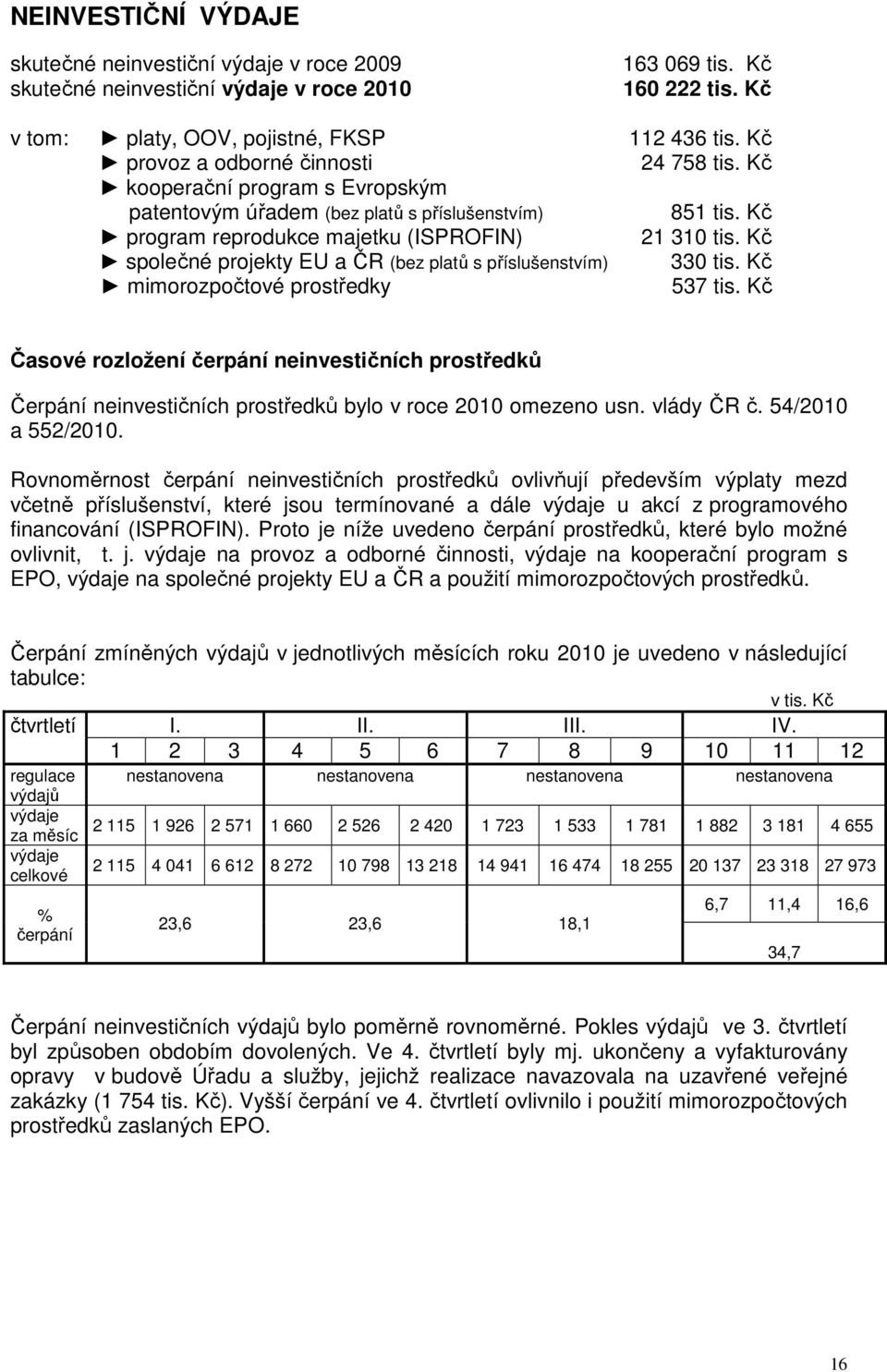 Kč společné projekty EU a ČR (bez platů s příslušenstvím) 330 tis. Kč mimorozpočtové prostředky 537 tis.