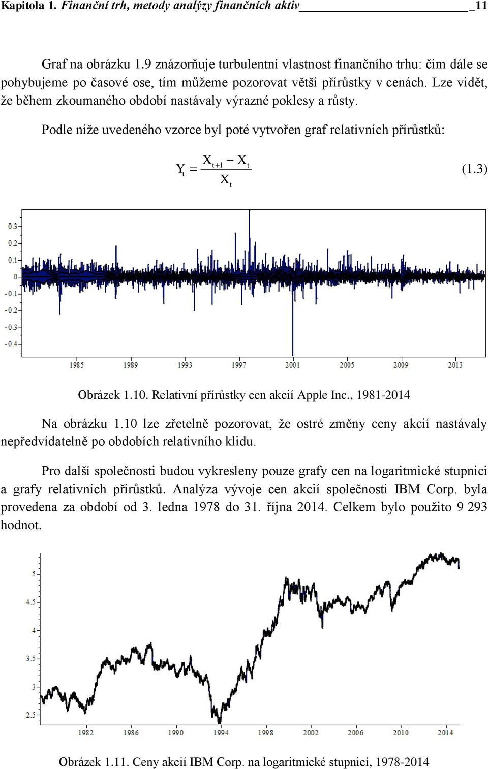 Lze vidět, že během zkoumaného období nastávaly výrazné poklesy a růsty. Podle níže uvedeného vzorce byl poté vytvořen graf relativních přírůstků: Y t X X X t1 t t (1.3) Obrázek 1.10.
