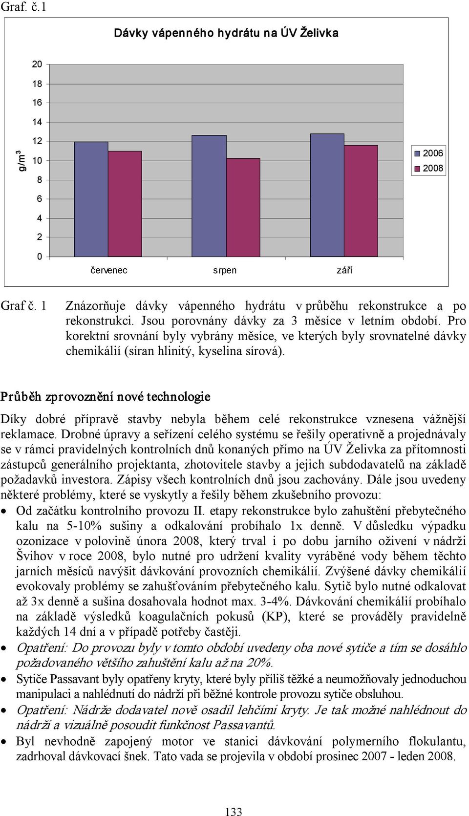 Průběh zprovoznění nové technologie Díky dobré přípravě stavby nebyla během celé rekonstrukce vznesena vážnější reklamace.