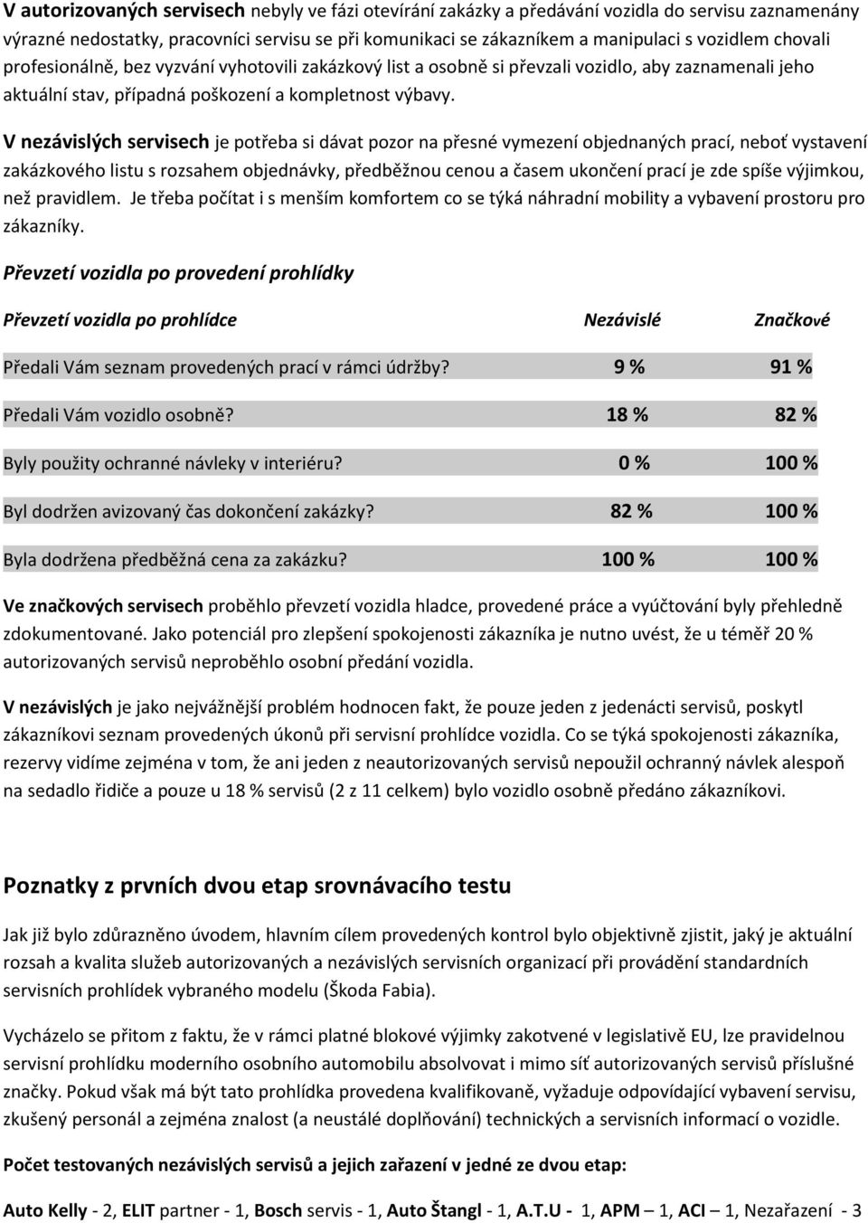 V nezávislých servisech je potřeba si dávat pozor na přesné vymezení objednaných prací, neboť vystavení zakázkového listu s rozsahem objednávky, předběžnou cenou a časem ukončení prací je zde spíše