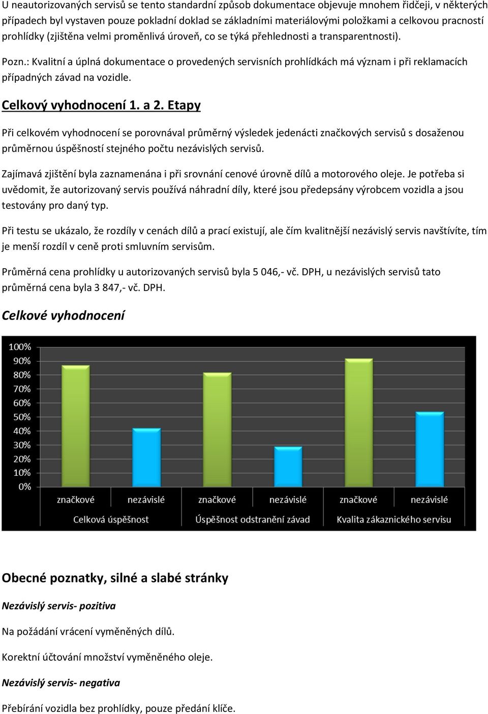 : Kvalitní a úplná dokumentace o provedených servisních prohlídkách má význam i při reklamacích případných závad na vozidle. Celkový vyhodnocení 1. a 2.