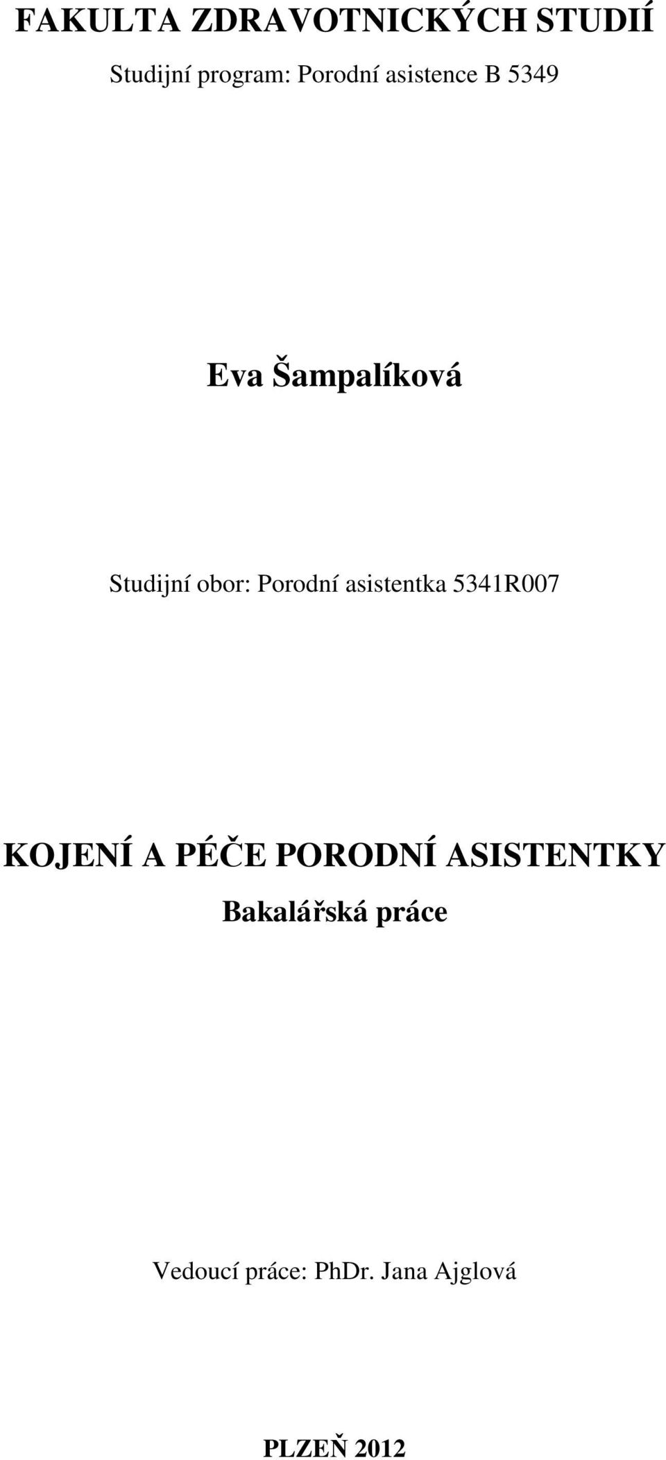 asistentka 5341R007 KOJENÍ A PÉČE PORODNÍ ASISTENTKY