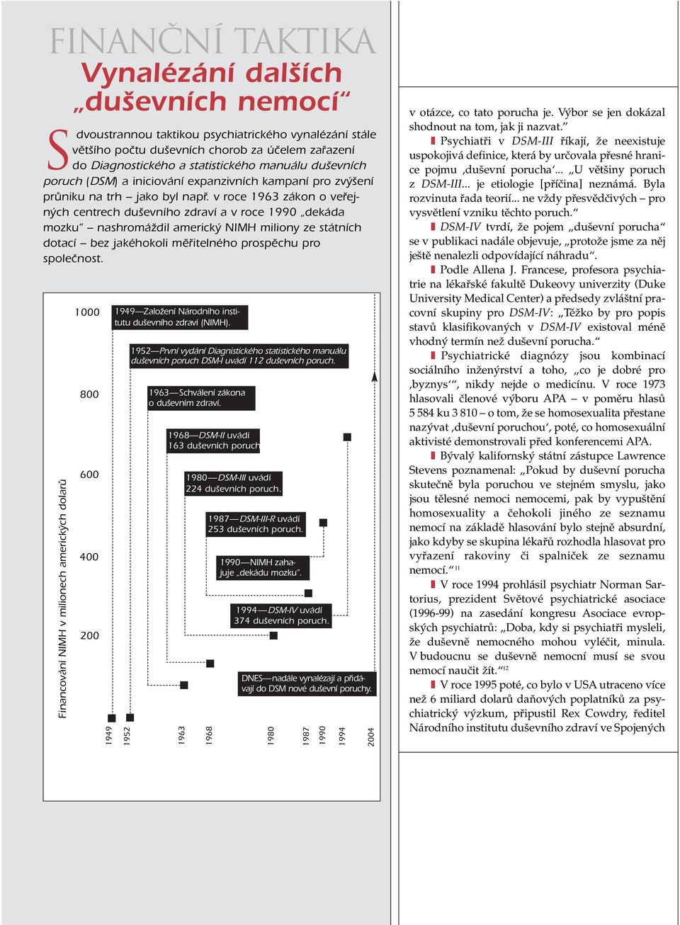 statistického manuálu duševních poruch (DSM) a iniciování expanzivních kampaní pro zvýšení průniku na trh jako byl např.