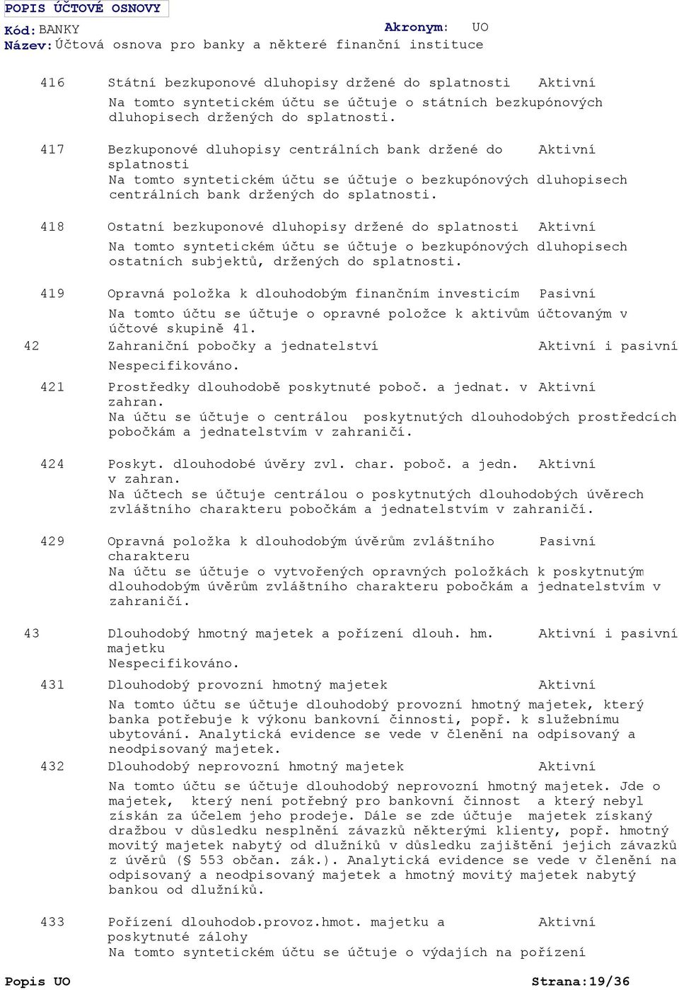 Ostatní bezkuponové dluhopisy držené do splatnosti Na tomto syntetickém účtu se účtuje o bezkupónových dluhopisech ostatních subjektů, držených do splatnosti.