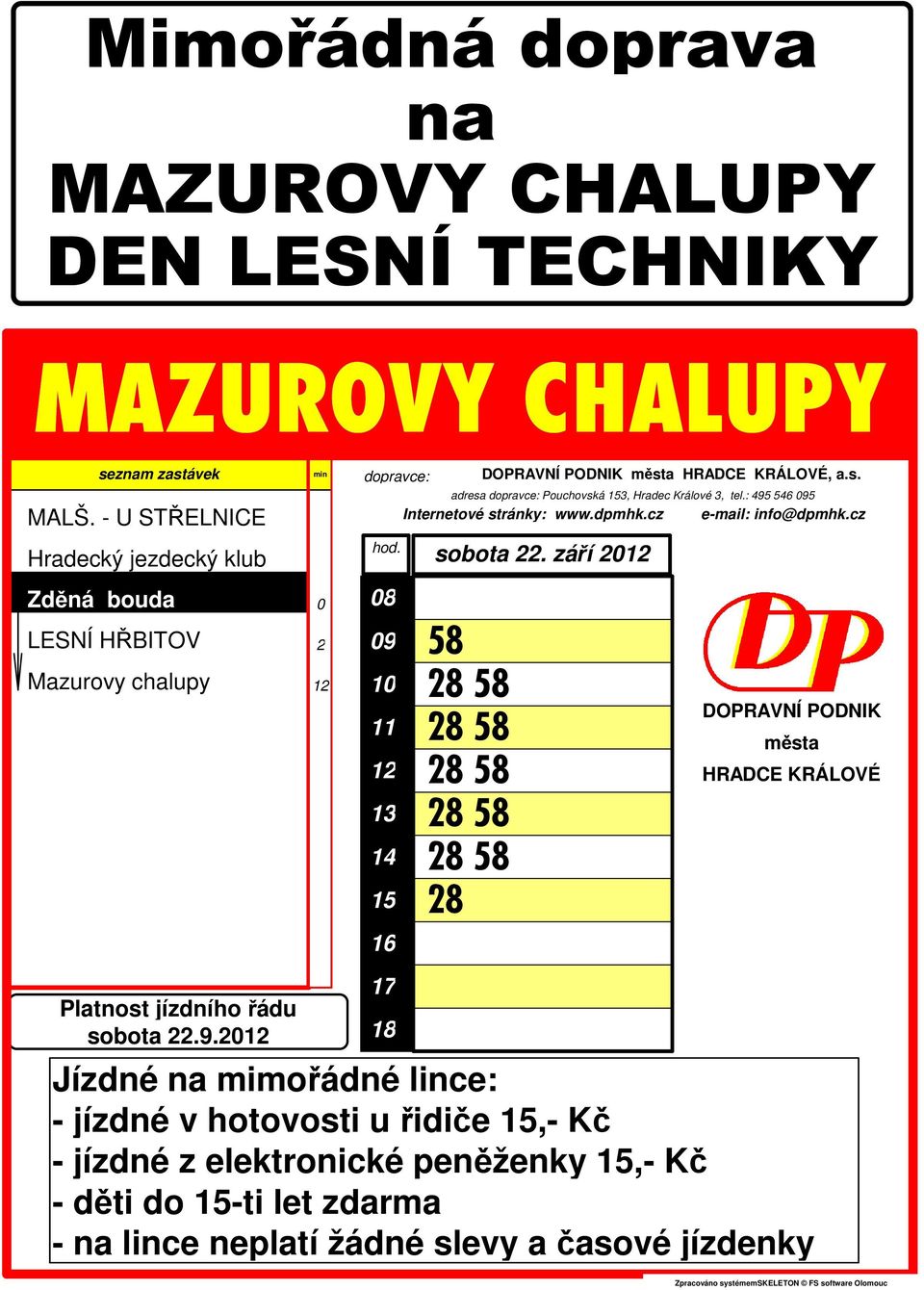 9.2 - jízdné v hotovosti u řidiče,- Kč - jízdné z