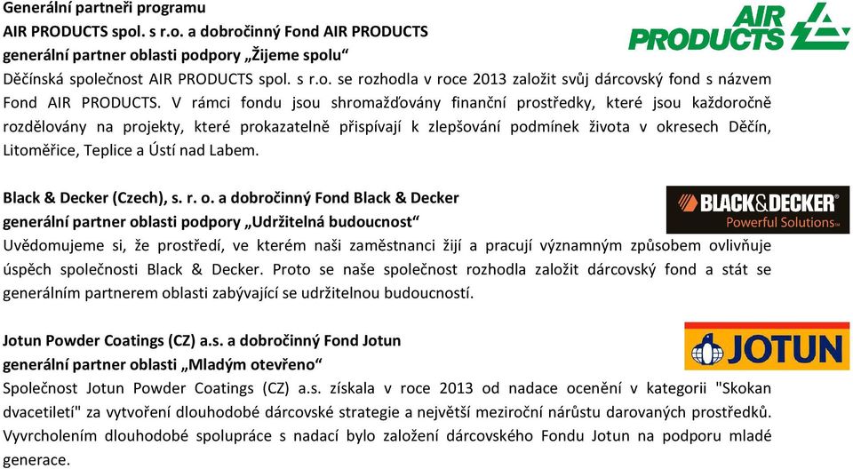 Ústí nad Labem. Black & Decker (Czech), s. r. o.