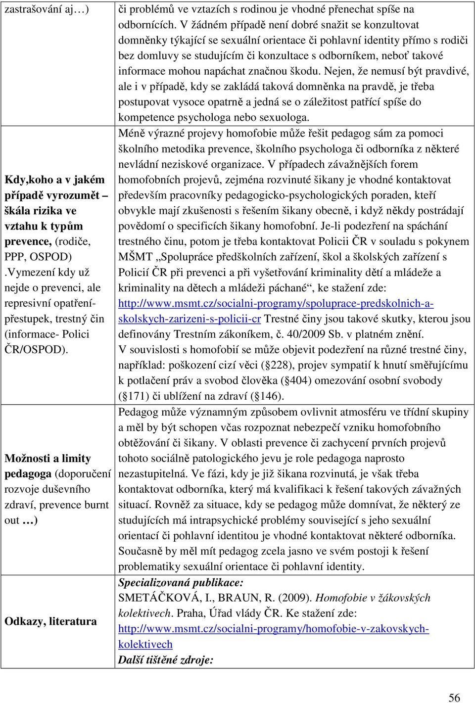 Možnosti a limity pedagoga (doporučení rozvoje duševního zdraví, prevence burnt out ) Odkazy, literatura či problémů ve vztazích s rodinou je vhodné přenechat spíše na odbornících.