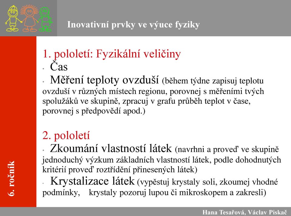 spoluţáků ve skupině, zpracuj v grafu průběh teplot v čase, porovnej s předpovědí apod.) 2.