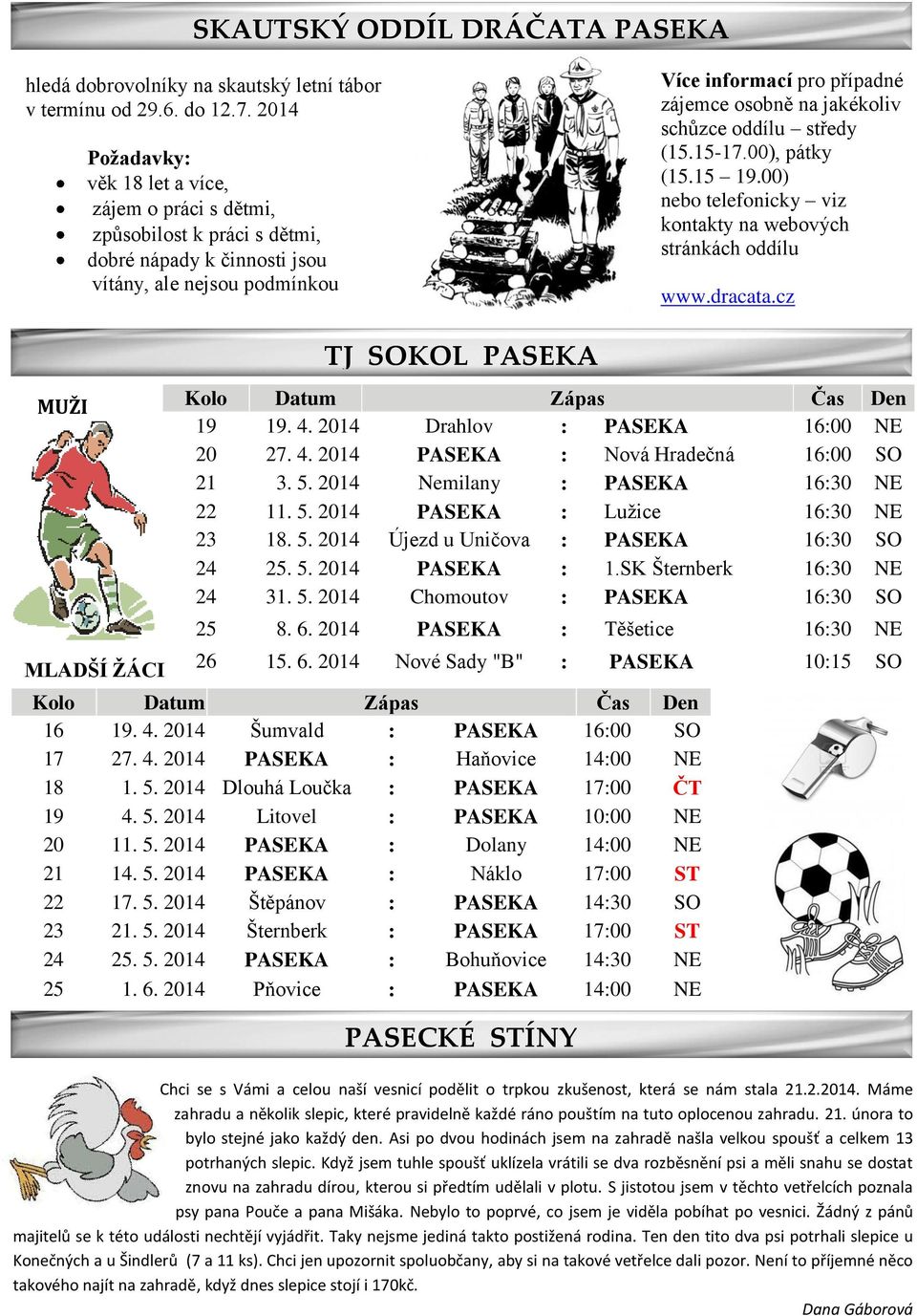 jakékoliv schůzce oddílu středy (15.15-17.00), pátky (15.15 19.00) nebo telefonicky viz kontakty na webových stránkách oddílu www.dracata.