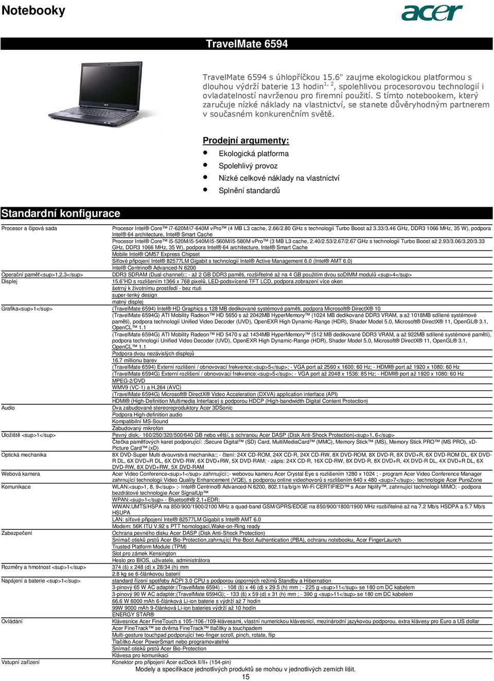 platforma Spolehlivý provoz Nízké celkové náklady na vlastnictví Splnění standardů Procesor a čipová sada Procesor Intel Core i7-620m/i7-640m vpro (4 MB L3 cache, 266/280 GHz s technologií Turbo