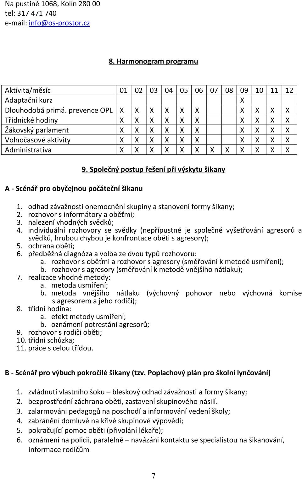 pro obyčejnou počáteční šikanu 9. Společný postup řešení při výskytu šikany 1. odhad závažnosti onemocnění skupiny a stanovení formy šikany; 2. rozhovor s informátory a oběťmi; 3.