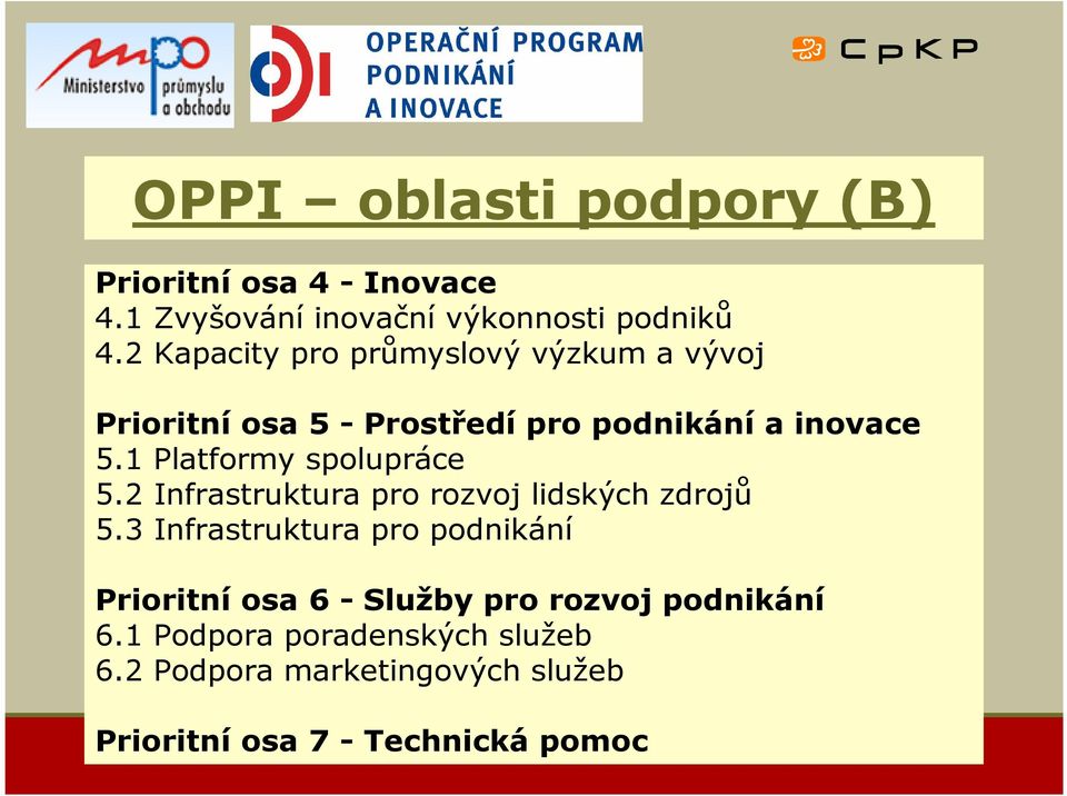 1 Platformy spolupráce 5.2 Infrastruktura pro rozvoj lidských zdrojů 5.