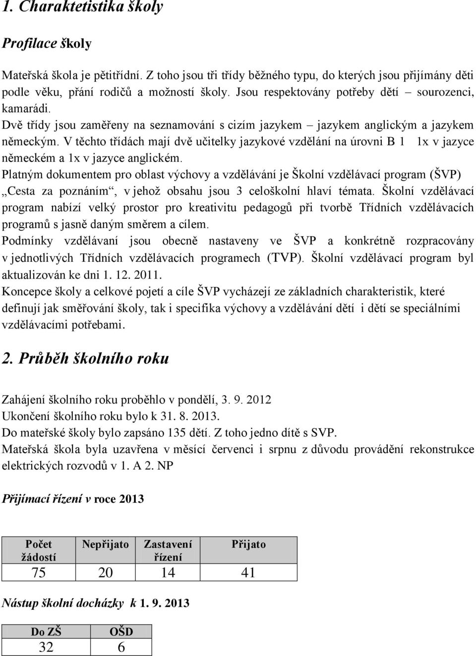 V těchto třídách mají dvě učitelky jazykové vzdělání na úrovni B 1 1x v jazyce německém a 1x v jazyce anglickém.