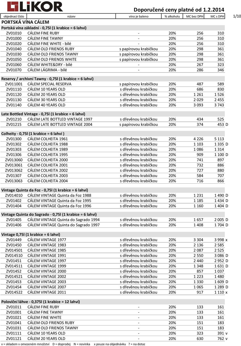 CÁLEM FINE TAWNY - 20% 256 310 ZV01020 CÁLEM FINE WHITE - bílé - 20% 256 310 ZV01040 CÁLEM OLD FRIENDS RUBY s papírovou krabičkou 20% 298 361 ZV01030 CÁLEM OLD FRIENDS TAWNY s papírovou krabičkou 20%